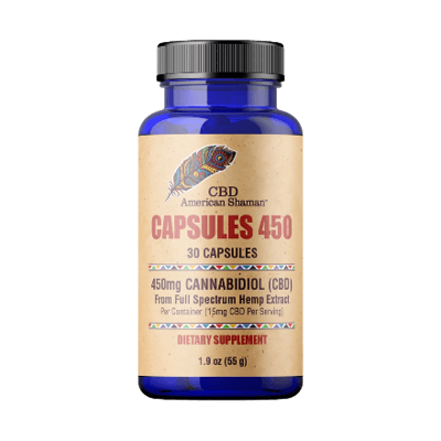 cbd american shaman hemp oil capsules in full view