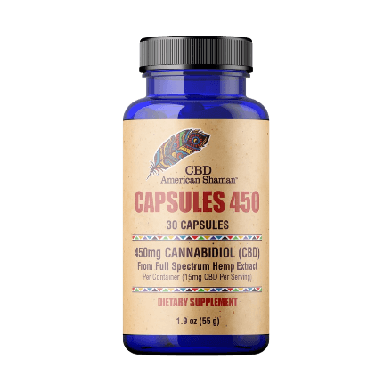cbd american shaman hemp oil capsules in full view