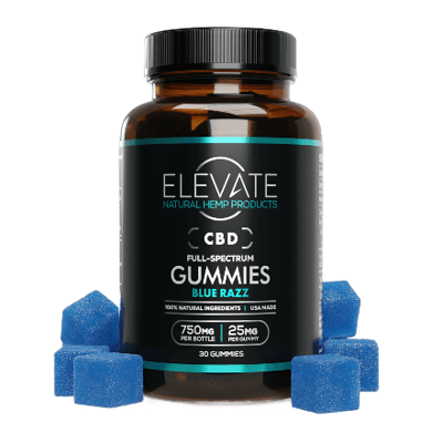 elevate delta 8 gummies bottle in full view