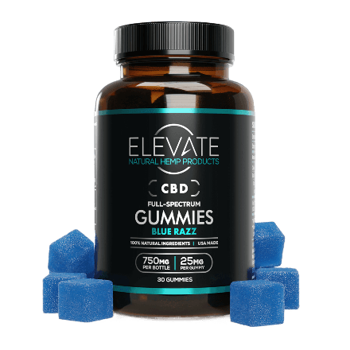 elevate delta 8 gummies bottle in full view