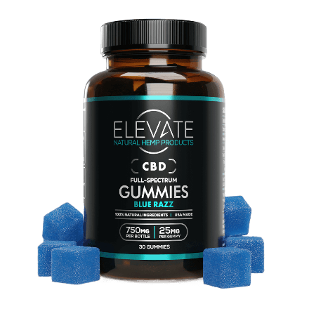 elevate delta 8 gummies bottle in full view