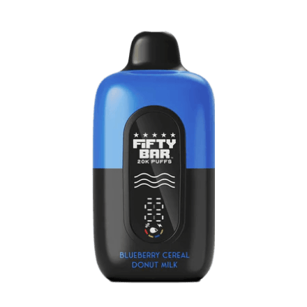 fifty bar black series disposable vape in full view