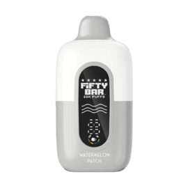 fifty bar white series disposable vape in full view