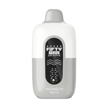fifty bar white series disposable vape in full view