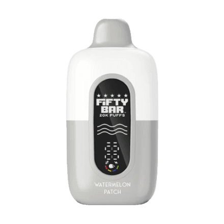 fifty bar white series disposable vape in full view