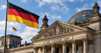 The German Bundestag parliament building in Berlin, photographed in daylight.