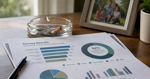 Survey documents on a kitchen table beside a closed ashtray and family photo frame.