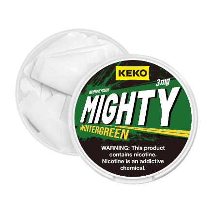 keko mighty nicotine pouches in full view