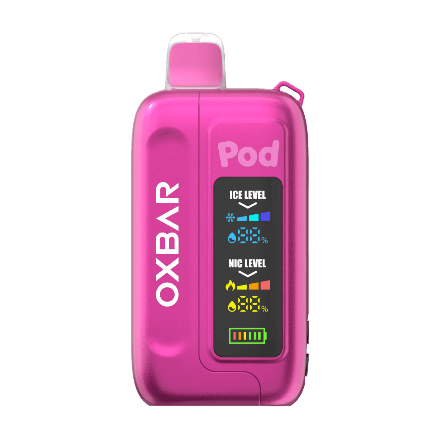 pod juice x oxbar 35k disposable vape in full view