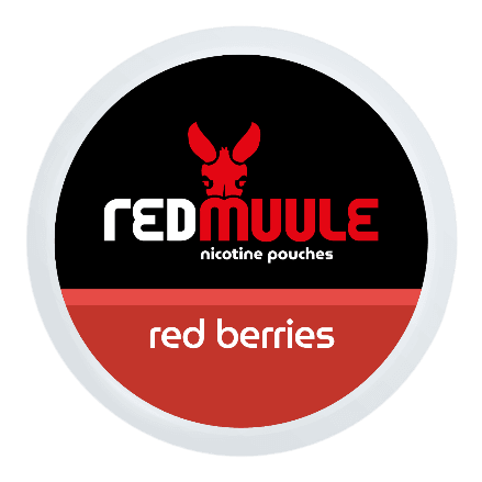 full view of red muule nicotine pouches red berries flavor
