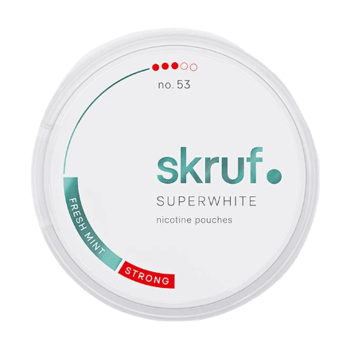 skruf super white nicotine pouches in full view