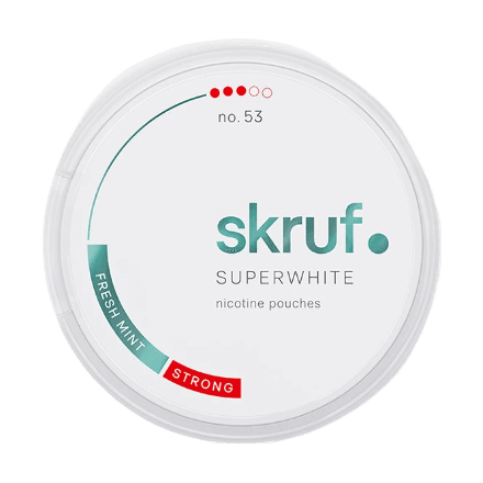 skruf super white nicotine pouches in full view