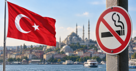 Turkish flag beside a closed document folder on a government office desk.